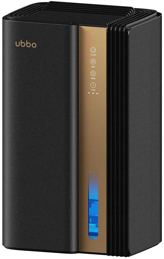 Main image of 95oz Dehumidifiers for Home, 1000 Sq.Ft Dehumidifier with Drain Hose - Auto Shut Off, Timer, Sleep Mode & Drain Hose - 7 Color Light for Bedroom, Bathroom, RV - Black Gold