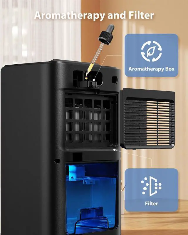 Alt view image 6 of 7 - 95oz Dehumidifiers for Home, 1000 Sq.Ft Dehumidifier with Drain Hose - Auto Shut Off, Timer, Sleep Mode & Drain Hose - 7 Color Light for Bedroom, Bathroom, RV - Black Gold