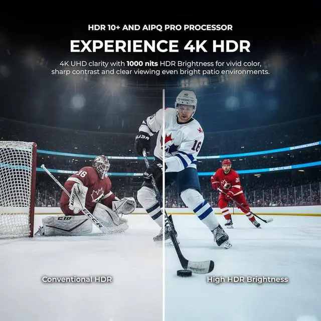 Alt view image 4 of 7 - Titan G100 QLED 43-Inch 4K Smart Outdoor TV, Covered Patio, IP65 Weatherproof, 1000 Nits, Dolby Vision/HDR10+, 60Hz, Google TV AI, Wi-Fi 5, Dolby Atmos, TV Cover, Slim Bezel, 2-Year Warranty
