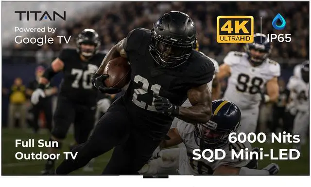 Main image of Titan G300 QLED Mini-LED 85-Inch 4K Smart Outdoor TV, Full Sun, IP65, 6000 Nits, Dolby Vision IQ/HDR10+, 144Hz, Google AI OS, Wi-Fi 6, Dolby Atmos/Bang & Olufsen, TV Cover, Slim Bezel, 2-Yr Warranty