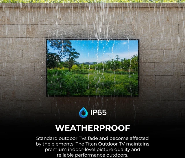 Alt view image 3 of 7 - Titan G300 QLED Mini-LED 85-Inch 4K Smart Outdoor TV, Full Sun, IP65, 6000 Nits, Dolby Vision IQ/HDR10+, 144Hz, Google AI OS, Wi-Fi 6, Dolby Atmos/Bang & Olufsen, TV Cover, Slim Bezel, 2-Yr Warranty