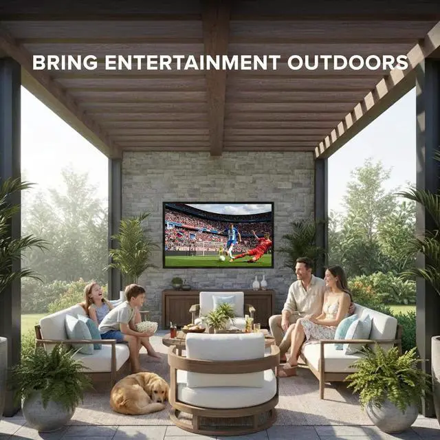 Alt view image 2 of 7 - Titan L100 QNED 65-Inch 4K Smart Outdoor TV, Covered Patio, IP65, HDR10 Pro/HLG, 60Hz Refresh Rate, webOS AI OS, Wi-Fi 5, Dolby Digital, Outdoor TV Cover Included, Slim Bezel, 2-Year Warranty