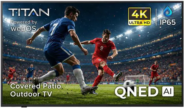 Main image of Titan L100 QNED 65-Inch 4K Smart Outdoor TV, Covered Patio, IP65, HDR10 Pro/HLG, 60Hz Refresh Rate, webOS AI OS, Wi-Fi 5, Dolby Digital, Outdoor TV Cover Included, Slim Bezel, 2-Year Warranty