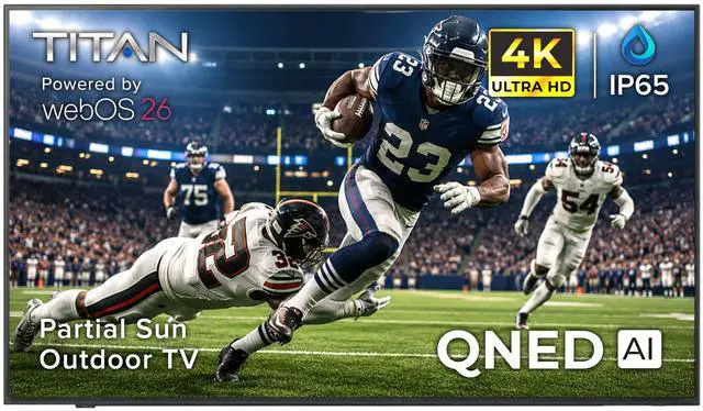 Main image of Titan L200 QNED Mini-LED 75-Inch 4K Smart Outdoor TV, Partial Sun, IP65, 1500 Nits, HDR10 Pro/HLG, 120Hz Refresh Rate, webOS AI OS, Wi-Fi 5, TV Cover, Slim Bezel, 2-Year Warranty