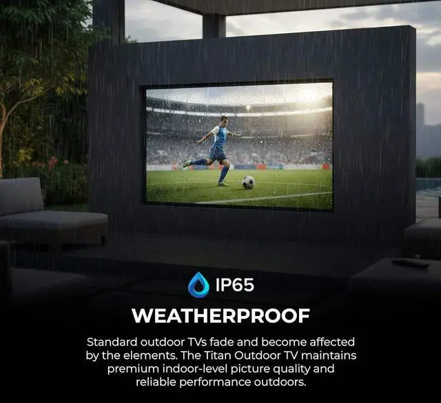 Alt view image 3 of 7 - Titan S200 Mini-LED 85-Inch 4K Smart Outdoor TV, Partial Sun, IP65, 1000 Nits, HDR10+, 144Hz Refresh Rate, Tizen AI, Wi-Fi 5, OTS Lite, Outdoor TV Cover Included, Slim Bezel, 2-Year Warranty