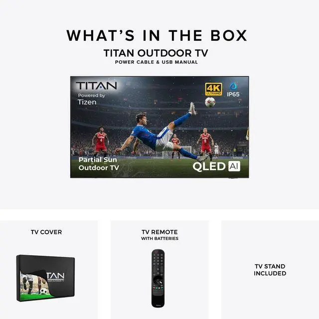 Alt view image 7 of 7 - Titan S200 Mini-LED 85-Inch 4K Smart Outdoor TV, Partial Sun, IP65, 1000 Nits, HDR10+, 144Hz Refresh Rate, Tizen AI, Wi-Fi 5, OTS Lite, Outdoor TV Cover Included, Slim Bezel, 2-Year Warranty
