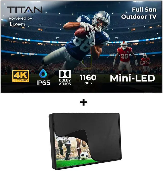 Alt view image 2 of 7 - Titan S300 QLED Mini-LED 85-Inch 4K Smart Outdoor TV, Full Sun, IP65 Weatherproof, 1500 Nits, HDR10+, 144Hz, Tizen AI OS, Wi-Fi 6E, OTS Lite, Outdoor TV Cover Included, Slim Bezel, 2-Year Warranty