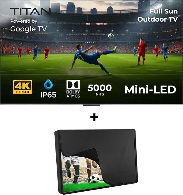 Alt view image 7 of 7 - Titan G300 Mini-QLED 98 Inch Outdoor TV, Full Sun, IP65 Smart Weatherproof TV, 4K HDR, 144 Hz, GoogleAI OS, 5000Nits, Wi-Fi 6, Dolby Vision&Atmos, Bang&Olufsen, Outdoor TV Cover, SlimBezel, 2YrWty