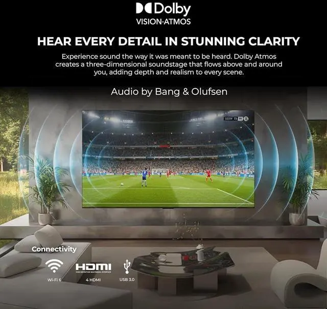 Alt view image 6 of 7 - Titan G300 Mini-QLED 98 Inch Outdoor TV, Full Sun, IP65 Smart Weatherproof TV, 4K HDR, 144 Hz, GoogleAI OS, 5000Nits, Wi-Fi 6, Dolby Vision&Atmos, Bang&Olufsen, Outdoor TV Cover, SlimBezel, 2YrWty