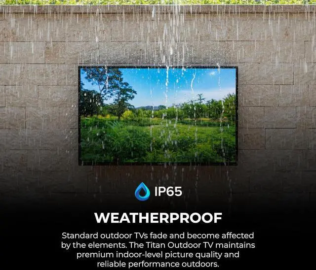 Alt view image 3 of 7 - Titan G300 Mini-QLED 98 Inch Outdoor TV, Full Sun, IP65 Smart Weatherproof TV, 4K HDR, 144 Hz, GoogleAI OS, 5000Nits, Wi-Fi 6, Dolby Vision&Atmos, Bang&Olufsen, Outdoor TV Cover, SlimBezel, 2YrWty