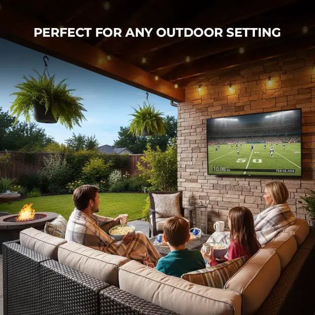 Alt view image 2 of 7 - Titan G100 Mini-QLED 43 Inch Outdoor TV, Covered Patio, IP65 Smart Weatherproof TV, 4K HDR, 60 Hz, GoogleAI OS, 1000Nits, Wi-Fi 5, Dolby Vision&Atmos, Outdoor TV Cover, Slim Bezel, 2Yr Wty