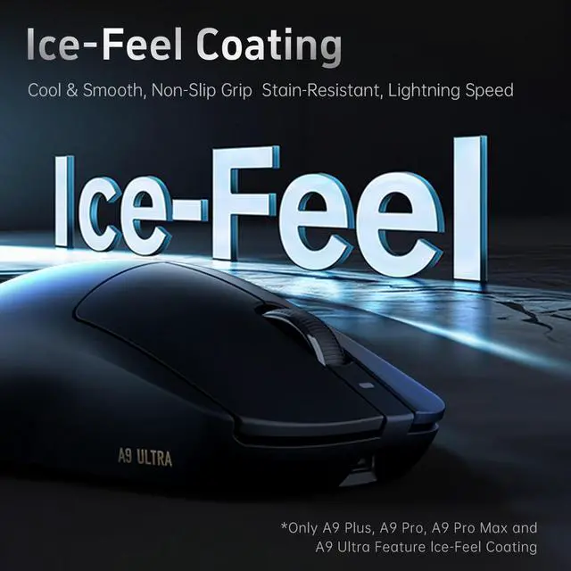 Alt view image 5 of 6 - ATK Dragonfly A9 Pro Max Wireless Gaming Mouse, Bluetooth, Wired, Portable, 57g Lightweight, Paw3395 Ultra Sensor, 200 Hr Battery Life, Compatible with Laptop, PC