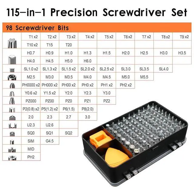Alt view image 2 of 7 - 115 in 1 Precision Screwdriver Set, Tool Gifts for Men, Mini Repair Tool Kit with Torx Triwing Bits, Repair for PS5Computer, Macbook, Laptop, PC, RC