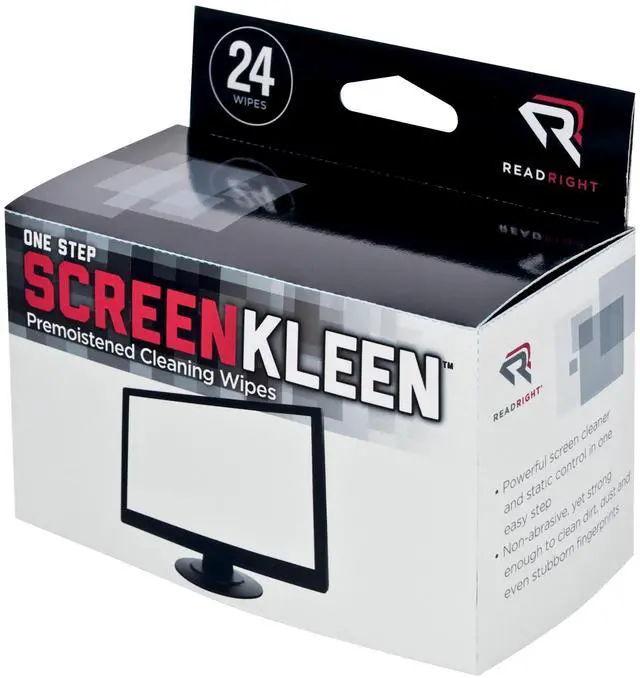 Main image of Read Right OneStep Screen Cleaner Wet Wipes, 24 Wipes per Box (RR1209)