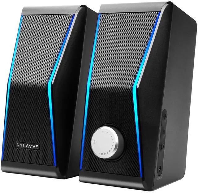 Main image of Nylavee Computer Speakers for Desktop PC, 14W AC Powered PC Speakers with Bluetooth & 3.5mm AUX, Hi-Fi Stereo Speakers for Monitor & Laptop, with EQ Modes and Ambient Lights for Home Office and Gaming