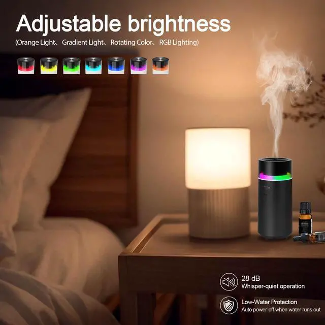 Alt view image 6 of 7 - YIXIUTEN Car Diffusers for Essential Oils,Built-in 3000mAH Rechargeable Battery, Cordless Portable Cool Mist Aromatherapy Diffuser,Auto On/Off with Car,4/8 Timer Modes,for Home,Office,Travel (Black)