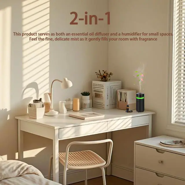 Alt view image 7 of 7 - YIXIUTEN Car Diffusers for Essential Oils,Built-in 3000mAH Rechargeable Battery, Cordless Portable Cool Mist Aromatherapy Diffuser,Auto On/Off with Car,4/8 Timer Modes,for Home,Office,Travel (Black)