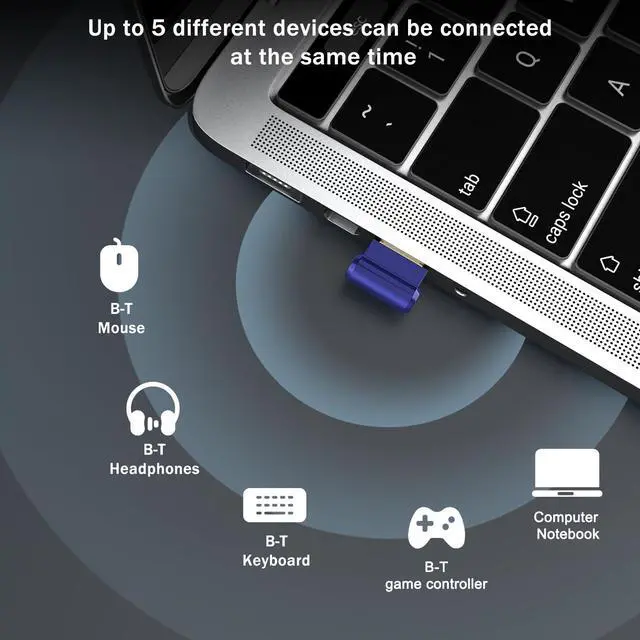 Alt view image 2 of 7 - Bluetooth Adapter for Desktop PC, Plug & Play 5.3 USB Mini EDR Dongle Receiver & Transmitter for Laptop Computer Compatible with Headphones Keyboard Mouse Only Windows 11/10/8.1 (Blue)