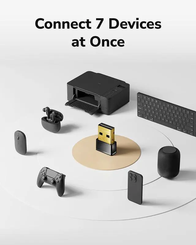 Alt view image 4 of 6 - Cudy USB Bluetooth Adapter for PC, Bluetooth 5.3 Dongle Receiver, Plug and Play, Nano Size, Supports Windows 11/10/8.1/7 for Desktop, Laptop, Printer