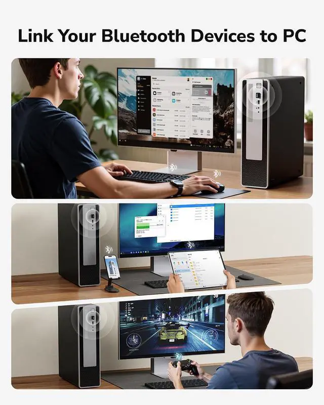 Alt view image 2 of 6 - Cudy USB Bluetooth Adapter for PC, Bluetooth 5.3 Dongle Receiver, Plug and Play, Nano Size, Supports Windows 11/10/8.1/7 for Desktop, Laptop, Printer