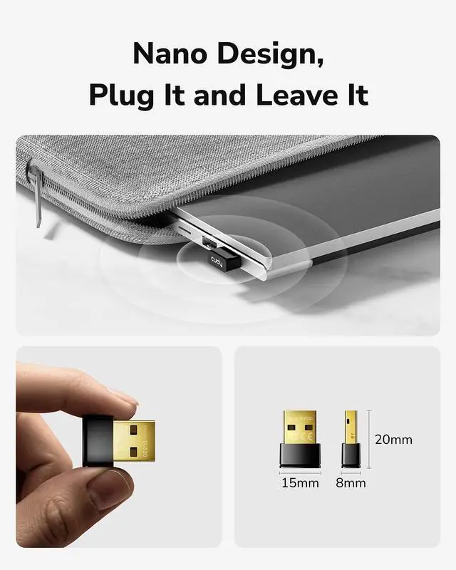 Alt view image 5 of 6 - Cudy USB Bluetooth Adapter for PC, Bluetooth 5.3 Dongle Receiver, Plug and Play, Nano Size, Supports Windows 11/10/8.1/7 for Desktop, Laptop, Printer
