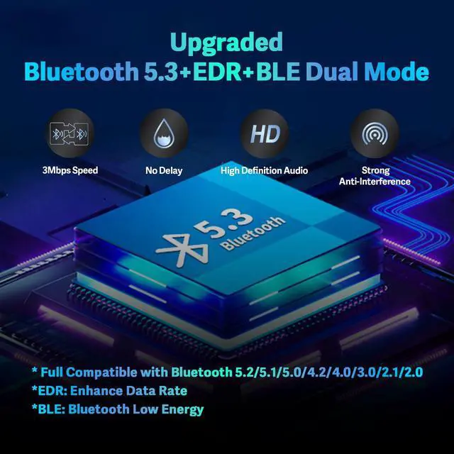 Alt view image 5 of 7 - Latest Bluetooth 5.3 USB Adapter for PC Desktop, Wireless Transmitter Dongle for Windows 11/10/8.1/7 Computer Laptop, Plug & Play, Pair w/Bluetooth Headset Speaker Keyboard Mouse Printers