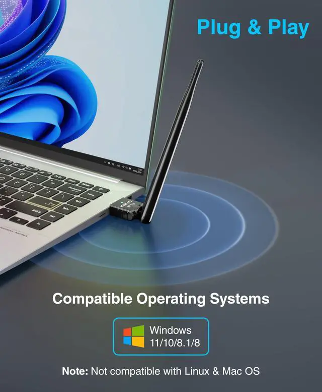 Alt view image 2 of 7 - Kinivo USB Bluetooth Adapter for PC (BT 5.3, Long Range Wireless Receiver, USB Dongle for Windows 11/10/8.1) - Compatible with Laptops, Headsets, Speaker, Mouse, Keyboard, Printers