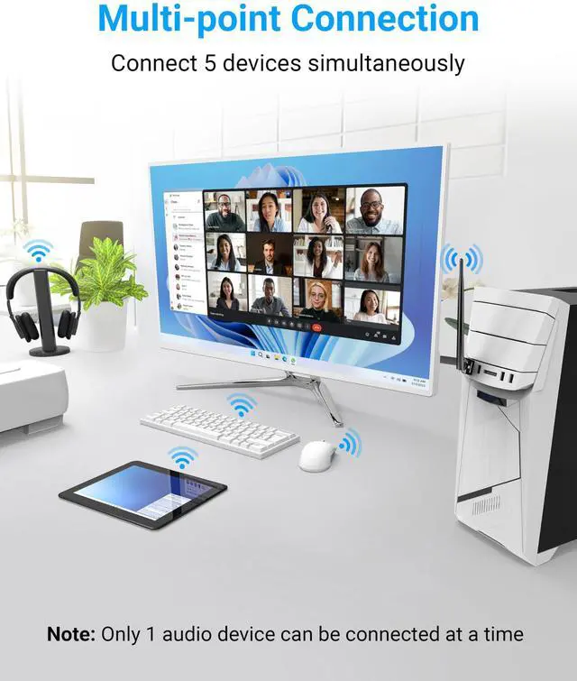 Alt view image 6 of 7 - Kinivo USB Bluetooth Adapter for PC (BT 5.3, Long Range Wireless Receiver, USB Dongle for Windows 11/10/8.1) - Compatible with Laptops, Headsets, Speaker, Mouse, Keyboard, Printers