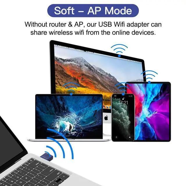 Alt view image 5 of 6 - USB Bluetooth WiFi Adapter for PC, Bluetooth 4.0 Adapter, Wireless Nano USB Network Adapter 2.4Ghz 150Mbps, Only Compatible with Windows 11/10/7/8/8.1