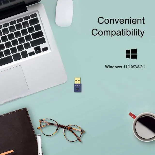 Alt view image 6 of 6 - USB Bluetooth WiFi Adapter for PC, Bluetooth 4.0 Adapter, Wireless Nano USB Network Adapter 2.4Ghz 150Mbps, Only Compatible with Windows 11/10/7/8/8.1