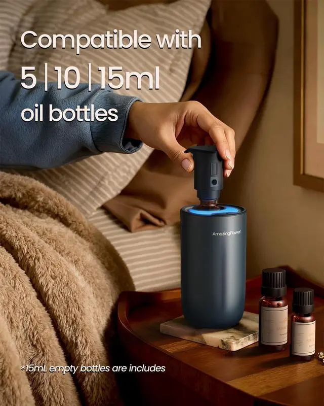 Alt view image 6 of 7 - Waterless Diffuser for Essential Oil, Smart Car Air Freshener Diffuser with 3 Mist Grades & 3 LED Light Colors, Auto On/Off, Rechargeable Scent Air Machine