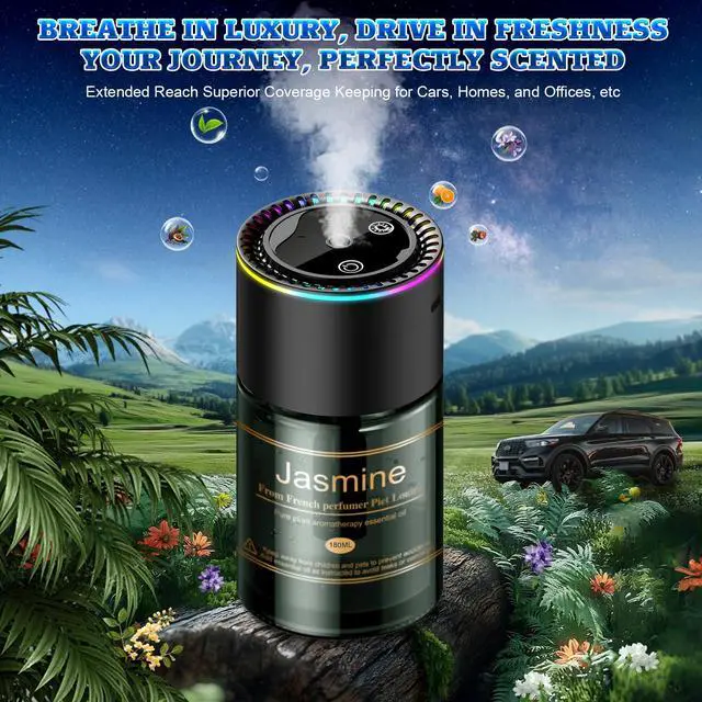 Alt view image 3 of 7 - Smart Car Air Freshener Diffuser - 270-Day Long-Lasting Essential Oil (6.09oz/180ml), Auto On/Off Sensor, Ultrasonic Dual Modes, Multi-Mode Adjustable, Natural French Fragrance Oils, Jasmine Scent