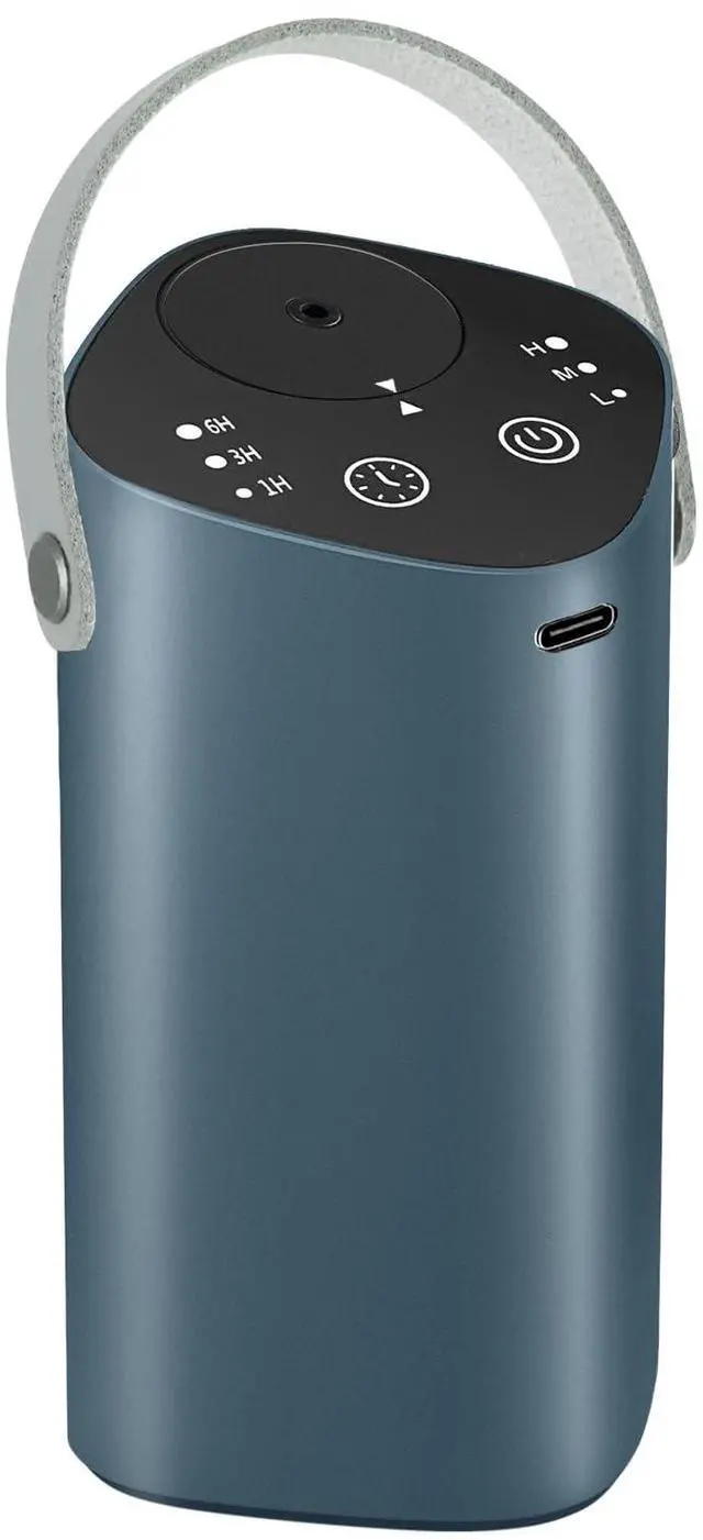 Main image of Waterless Essential Oil Diffuser for Car & Home, Aromatherapy Diffuser with 4 Timer (1/3/6/Off), 3 Mist Mode, Battery Operated, Air Scent Diffuser for Bathroom Office, Small Aroma Diffuser Greyblue