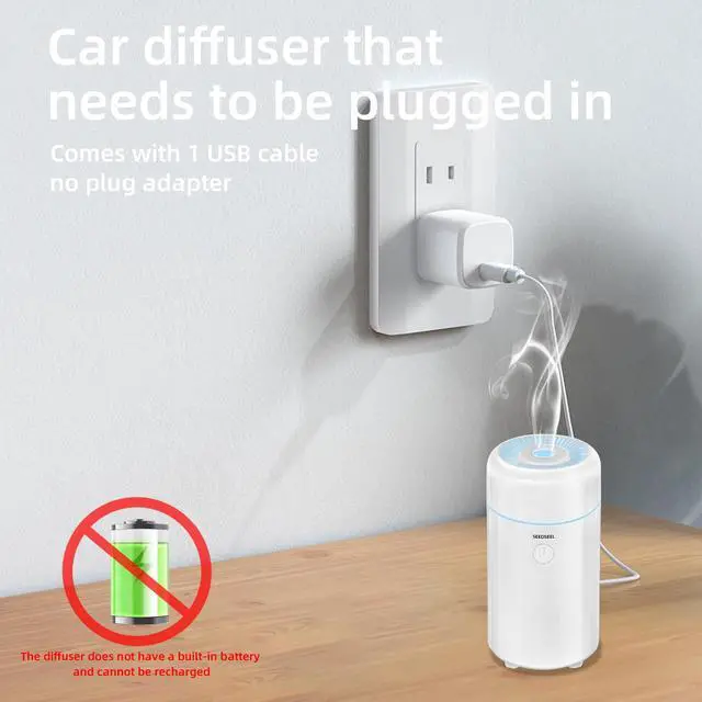 Alt view image 2 of 6 - SEEDSEEL 100ML Car Diffuser Humidifier, Cool Mist Air Essential Oil Diffuser with 7-LED Color Changing, Suitable for Car