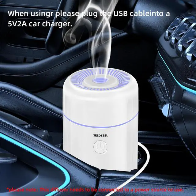 Alt view image 3 of 6 - SEEDSEEL 100ML Car Diffuser Humidifier, Cool Mist Air Essential Oil Diffuser with 7-LED Color Changing, Suitable for Car