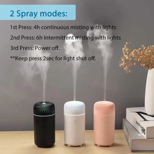 Alt view image 6 of 7 - Car Diffuser Humidifier USB Aromatherapy Essential Oil Air Freshener USB Cool Mist Mini Portable Diffuser for Car Home Office Bedroom (Pink)