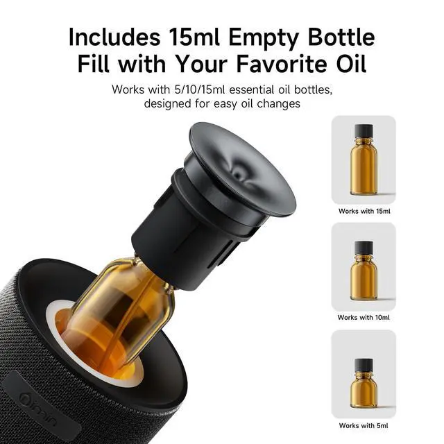 Alt view image 6 of 7 - Waterless Car Diffuser & Home Aromatherapy Diffuser with Ignition-Activated Start/Stop | Cordless Portable Car Air Freshener for Essential Oils 5/10/15ml | Adjustable Scent, 2-in-1 Home/Car Mode