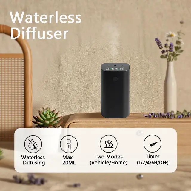 Alt view image 2 of 7 - Waterless Diffuser for Essential Oil Rechargeable Scent Diffuser Machine, 0.7 Fl.Oz. 20mL Capacity, 4 Countdown Timers & 4 Mist Levels for Home, Room, Car, Office, Christmas Decorations Indoor, Black