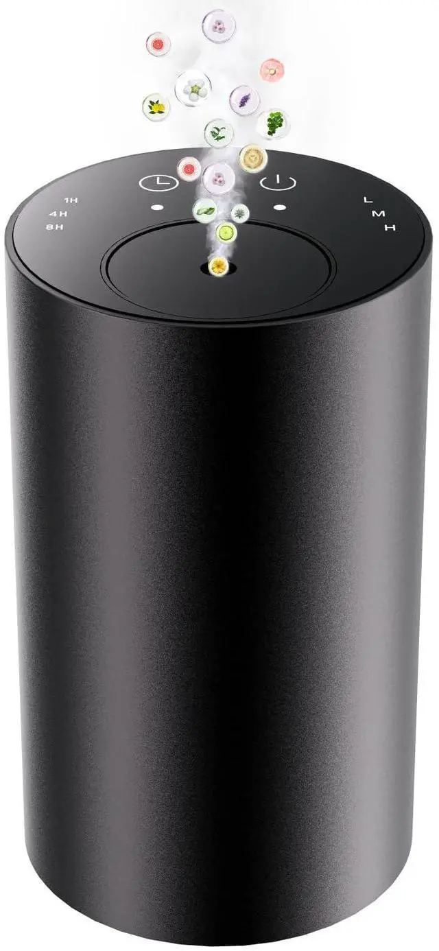 Main image of Waterless Essential Oil Diffuser, Portable Aromatherapy Diffuser, Mini Scent Machine, Battery Operated, 1/4/8-Hour Timer, 20ml Capacity, 3 Mist Levels for Home, Car, Room Office,No included oil(Black)