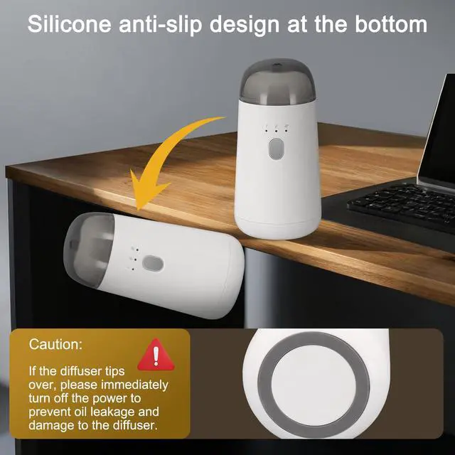 Alt view image 6 of 7 - Waterless Diffuser for Essential Oil, Battery Operated Nebulizer, Portable Mini Scent Air Machine, Rechargeable Aromatherapy diffusers with 7color LED Light for Car, Home, Room, Office White