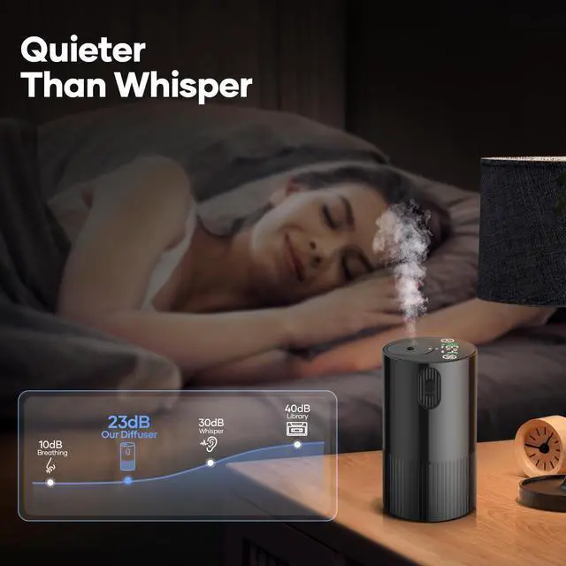 Alt view image 4 of 6 - Waterless Diffuser for Essential Oil, Aromatherapy Diffusers for Home Nebulizer Air Freshener Diffuser Mini Scent Machine Battery Operated 4 Mist Level 1/2/3/4/6H Timers Auto-off for Car Bedroom Hotel