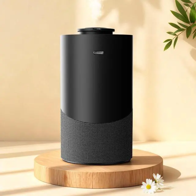 Main image of Waterless Essential Oil Diffuser for Home (Aluminum Alloy & Fabric) - Cordless Car Scent diffuser with 3 Timer & 3 Mist Levels - 2000mAh Battery Operated Scent Air Machine for Room Office Hotel, Black