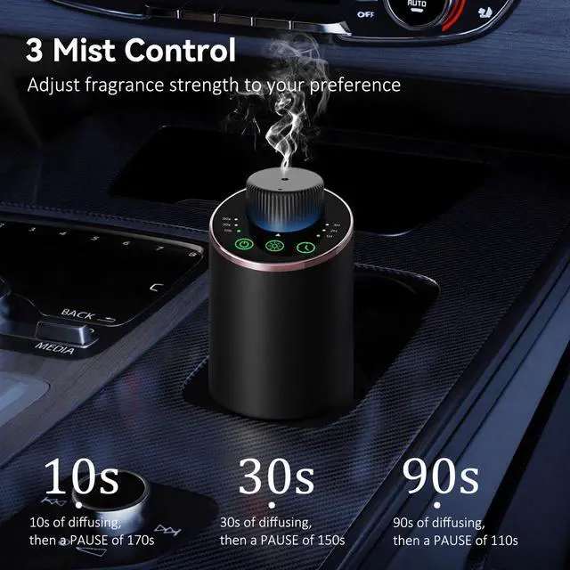 Alt view image 4 of 7 - Waterless Essential Oil Diffuser Aromatherapy Scent Diffusers for Home Large Room, Bedroom, Car, Office, Desk, Battery Operated Mini Portable Air Freshener, 3 Countdown Timers & 3 Mist Levels