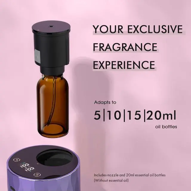 Alt view image 5 of 7 - DOQASOO Waterless Essential Oil Diffuser - Aluminum Metal Texture, 96H Quiet Battery Nebulizer, Portable Scent Aromatherapy Diffuser with Timer & 4 Mist Levels, 20mL, Type-C for Home/Room/Car/Office