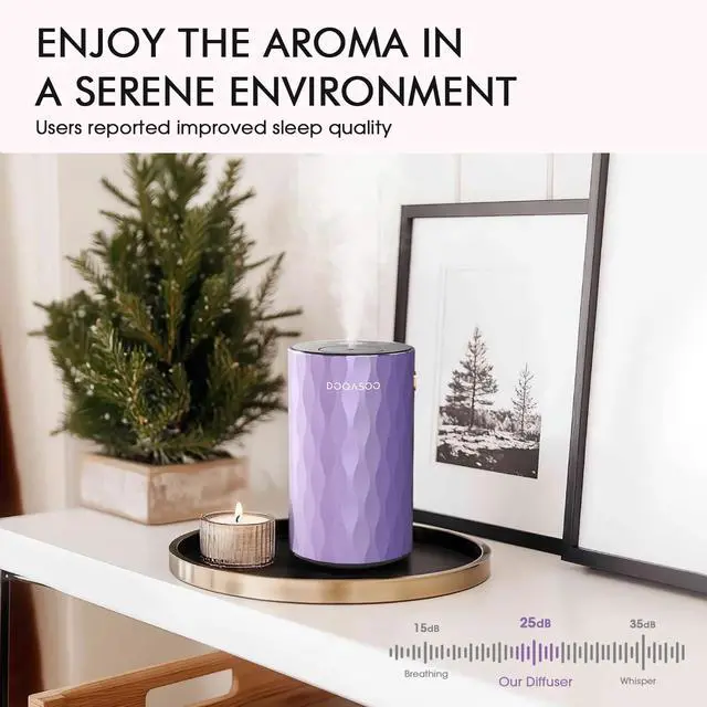 Alt view image 6 of 7 - DOQASOO Waterless Essential Oil Diffuser - Aluminum Metal Texture, 96H Quiet Battery Nebulizer, Portable Scent Aromatherapy Diffuser with Timer & 4 Mist Levels, 20mL, Type-C for Home/Room/Car/Office