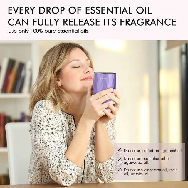 Alt view image 7 of 7 - DOQASOO Waterless Essential Oil Diffuser - Aluminum Metal Texture, 96H Quiet Battery Nebulizer, Portable Scent Aromatherapy Diffuser with Timer & 4 Mist Levels, 20mL, Type-C for Home/Room/Car/Office