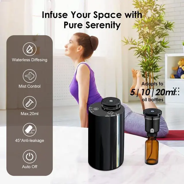 Alt view image 3 of 7 - Waterless Essential Oil Diffuser - Cordless Portable Aromatherapy Scent Diffuser for Home, Car & Travel, USB Rechargeable with Timer & Mood Light, Perfect Bedroom, Office, Gift Idea