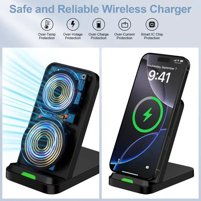 Alt view image 4 of 7 - Wireless Charger Fast Charging Stand Desk Phone Station for Android Samsung Galaxy S26 Ultra/S25/S24/S23/S22/S21,15W Fast Wireless Charger Pad for Motorola Edge 2025/G Stylus 5G/G Power 2025
