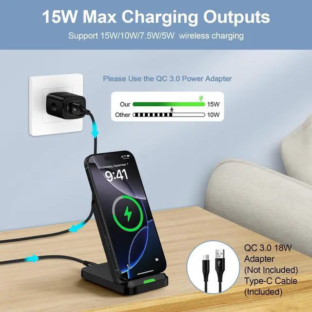 Alt view image 5 of 7 - Wireless Charger Fast Charging Stand Desk Phone Station for Android Samsung Galaxy S26 Ultra/S25/S24/S23/S22/S21,15W Fast Wireless Charger Pad for Motorola Edge 2025/G Stylus 5G/G Power 2025