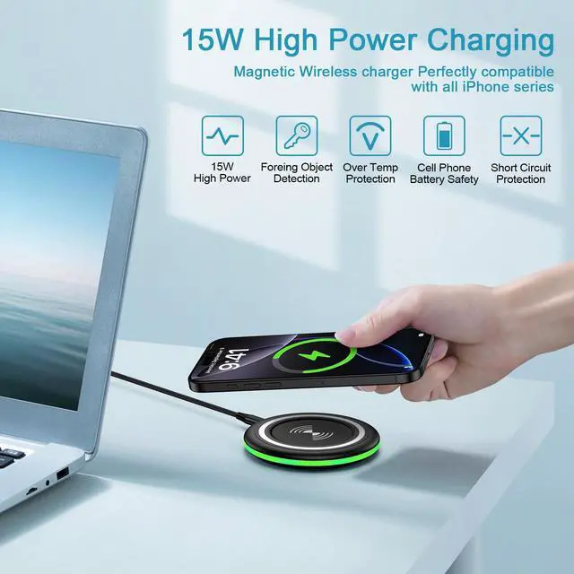 Alt view image 2 of 7 - 15W Samsung Wireless Charger Fast Charging Pad for Samsung Galaxy S26 S25 Edge S24 Ultra S23 S22 S21 S20 Z Flip 7 FE 6 5 4 3 Z Fold 7 6 5,Wireless Charging Station Charger Mat for iPhone 17e 17 16 15